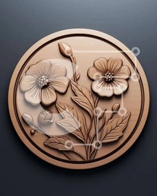 Intra Συλλεκτικό Ξύλινο Παζλ Plywood  4mm - Χάλκινο νόμισμα με λουλουδάτο σχέδιο Σε Ξύλινο Κουτί - Διαστάσεις: 10x10 cm – 25 κομμάτια