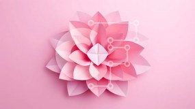 Intra Συλλεκτικό Ξύλινο Παζλ Plywood  4mm - Ροζ χάρτινο λουλούδι Σε Ξύλινο Κουτί - Διαστάσεις: 10x10 cm – 25 κομμάτια