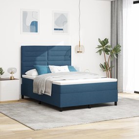 vidaXL Κρεβάτι με Ελατήριο και Στρώμα & LED Μπλε 140x200 εκ. Ύφασμα