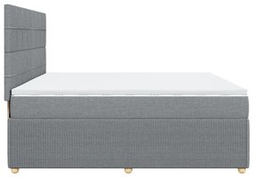 Κρεβάτι Boxspring με Στρώμα Ανοιχτό Γκρι 200x200 εκ. Υφασμάτινο - Γκρι