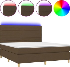 vidaXL Κρεβάτι Boxspring με Στρώμα &amp; LED Σκ.Καφέ 160x200εκ. Υφασμάτινο