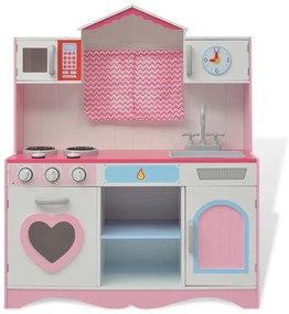 Κουζίνα Παιδική Ροζ και Λευκή 82 x 30 x 100 εκ. Ξύλινη - Πολύχρωμο