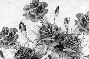 Εικόνα ενός vintage μπουκέτο τριαντάφυλλα σε μαύρο & άσπρο