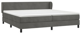 vidaXL Κρεβάτι Boxspring με Στρώμα Σκούρο Γκρι 200x200 εκ. Βελούδινο