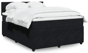 vidaXL Κρεβάτι Boxspring με Στρώμα Μαύρο 140x190 εκ. Βελούδινο
