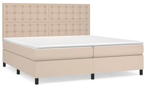 Κρεβάτι Boxspring με Στρώμα Καπουτσίνο 200x200εκ.από Συνθ.Δέρμα - Καφέ