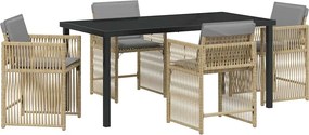 vidaXL Σέτ φαγητού για κήπο 5 pcs Μπεζ συνθετικό ρατάν