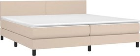 vidaXL Κρεβάτι Boxspring με Στρώμα Καπουτσίνο 200x200εκ.από Συνθ.Δέρμα
