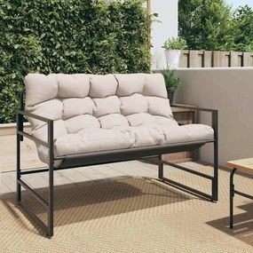 vidaXL Παγκάκι Κήπου Taupe 113 εκ. από Ατσάλι με Μαξιλάρι