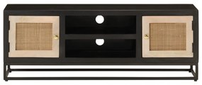 vidaXL Έπιπλο Τηλεόρασης Μαύρο 110x30x40εκ.Μασίφ Ξύλο Μάνγκο &amp; Σίδηρος