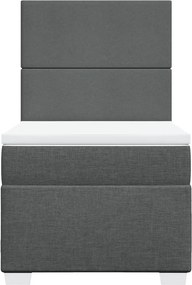 vidaXL Κρεβάτι Boxspring με Στρώμα Σκούρο Γκρι 90x190 εκ. Υφασμάτινο