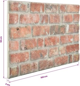 vidaXL Πάνελ τοίχου 10 pcs Κόκκινο 100 x 50 cm Αφρός EPS