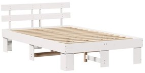 vidaXL Σκελετός Κρεβατιού Λευκό 135 x 190 cm Μασίφ ξύλο πεύκου