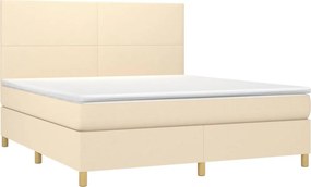 vidaXL Κρεβάτι Boxspring με Στρώμα &amp; LED Κρεμ 160x200 εκ. Υφασμάτινο