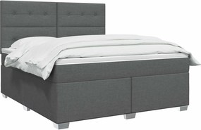 vidaXL Κρεβάτι box spring με στρώμα Σκούρο Γκρι 140 x 200 cm Ύφασμα