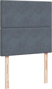 vidaXL Κρεβάτι Boxspring με Στρώμα Σκούρο Γκρι 90x200 εκ. Βελούδινο