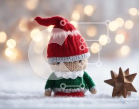 Intra Συλλεκτικό Ξύλινο Παζλ Plywood  4mm - Πλεκτή κούκλα ξωτικού με διακοσμητικό αστέρι Σε Ξύλινο Κουτί - Διαστάσεις: 10x10 cm – 25 κομμάτια