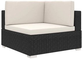 vidaXL Γωνιακό Κάθισμα Τμηματικό 1 τεμ. Μαύρο Συνθ. Ρατάν + Μαξιλάρια