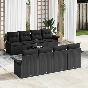 vidaXL Σετ Καναπέ Κήπου 9 pcs Μαύρο Πολυ ράταν