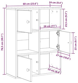 Βιβλιοθήκη Γκρι Sonoma 60x24x76,5 εκ. από Επεξεργασμένο Ξύλο - Γκρι