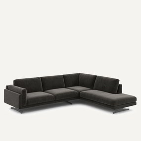 Γωνιακός καναπές με σεζλόνγκ από βελούδο chenille, César