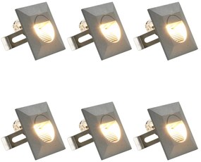 vidaXL Φωτιστικά Τοίχου LED Εξωτερικού Χώρου Τετράγωνα 6 τεμ. Ασημί 5W