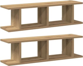 vidaXL Ραφιέρες Τοίχου 2 τεμ. Αρτισιανή Δρυς 75x18x20εκ. Επεξεργ. Ξύλο