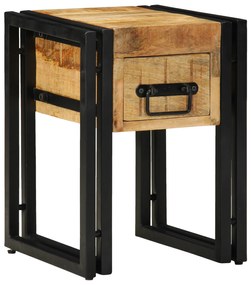 vidaXL Τραπέζι με Συρτάρι Μαύρο 30x30x40 εκ Μασίφ Ξύλο Μάνγκο