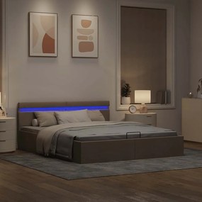 vidaXL Πλαίσιο Κρεβατιού με Αποθ. Χώρο/LED Taupe 160x200 εκ. Ύφασμα