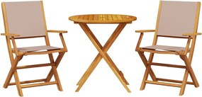 vidaXL Σετ Επίπλων Bistro 3 τεμ. Taupe Ύφασμα/Μασίφ Πεύκου
