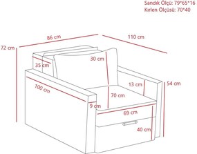 Πολυθρόνα-Κρεβάτι Γκρι SAROS 110x86x72