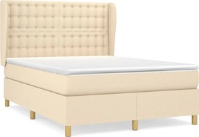 vidaXL Κρεβάτι Boxspring με Στρώμα Κρεμ 140x200 εκ. Υφασμάτινο