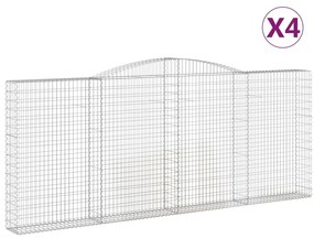 vidaXL Συρματοκιβώτια Τοξωτά 4 τεμ. 400x30x160/180 εκ. Γαλβαν. Ατσάλι