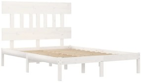 vidaXL Πλαίσιο Κρεβατιού Λευκό 120x190 εκ. Μασίφ Ξύλο Small Double