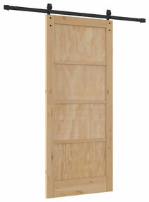 vidaXL Συρόμενη Πόρτα Φυσικό και μαύρο 86 x 198.5 cm