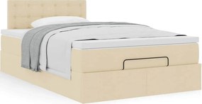 vidaXL Οθωμανικό κρεβάτι με στρώμα Cream 120x190 cm Ύφασμα