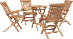 vidaXL Σετ Κήπου 5 τμχ. Καφέ Συμπαγές ξύλο teak