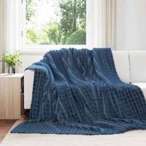 vidaXL Κουβέρτα Σκούρο μπλε 270 x 240 cm Μαλλί
