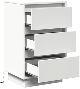 vidaXL Κομοδίνο με συρτάρι Λευκό 39 x 34.5 x 65 εκ. Επεξεργασμένο ξύλο