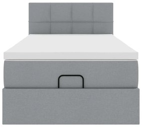 vidaXL Οθωμανικό κρεβάτι με στρώμα & LEDs Ανοιχτό γκρι 80x200cm ύφασμα