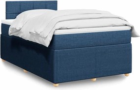 vidaXL Κρεβάτι Boxspring με Στρώμα Μπλε 120x200 εκ. Υφασμάτινο