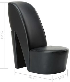 Κάθισμα Γόβα Μαύρο από Συνθετικό Δέρμα - Μαύρο