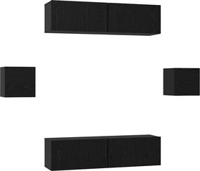 vidaXL Σετ επίπλου τηλεόρασης 6 pcs Μαύρη Οξυά Επεξεργασμένο ξύλο