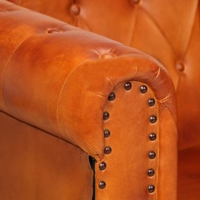 vidaXL Καναπές Διθέσιος Chesterfield Ταμπά από Γνήσιο Δέρμα