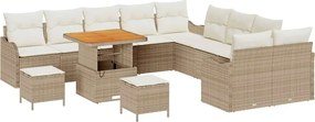 vidaXL Σετ Καναπέ Κήπου με μαξιλάρι 13 pcs Μπεζ συνθετικό ρατάν