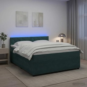 vidaXL Κρεβάτι box spring με στρώμα Σκούρο Πράσινο 180 x 200 cm