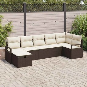 vidaXL Σετ Καναπέ Κήπου 7 pcs Καφέ και κρεμ 287 x 122 x 85 εκ
