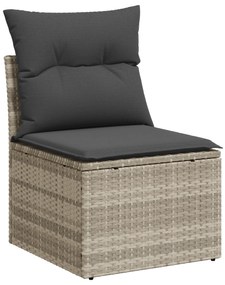 vidaXL Σετ Καναπέ Κήπου 9 Τεμαχίων με Μαξιλάρια Light Grey Πολυ Ρατάν