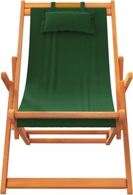 vidaXL Καρέκλες Παραλίας Πτυσσόμενες 2 τεμ. Πράσινες Υφασμάτινες
