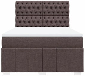 vidaXL Κρεβάτι Boxspring με Στρώμα Σκούρο Καφέ 140x200 εκ Υφασμάτινο